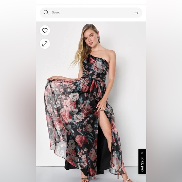 Black Floral Gown - Picture 2 of 2